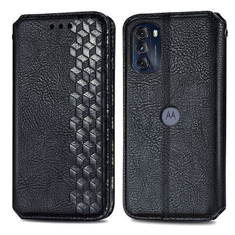 Handytasche Stand Schutzhülle Flip Leder Hülle S01D für Motorola Moto G 5G (2022) Schwarz