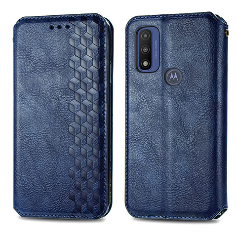 Handytasche Stand Schutzhülle Flip Leder Hülle S01D für Motorola Moto G Pure Blau