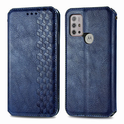 Handytasche Stand Schutzhülle Flip Leder Hülle S01D für Motorola Moto G10 Blau