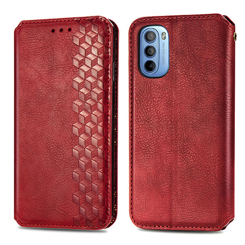 Handytasche Stand Schutzhülle Flip Leder Hülle S01D für Motorola Moto G31 Rot