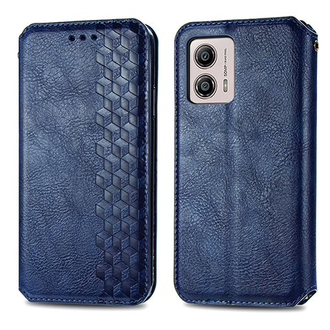 Handytasche Stand Schutzhülle Flip Leder Hülle S01D für Motorola Moto G53 5G Blau