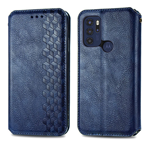 Handytasche Stand Schutzhülle Flip Leder Hülle S01D für Motorola Moto G60s Blau