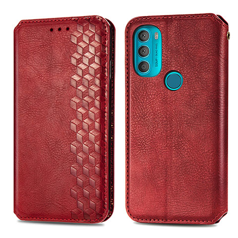 Handytasche Stand Schutzhülle Flip Leder Hülle S01D für Motorola Moto G71 5G Rot