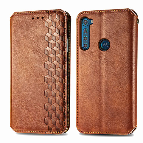 Handytasche Stand Schutzhülle Flip Leder Hülle S01D für Motorola Moto One Fusion Plus Braun