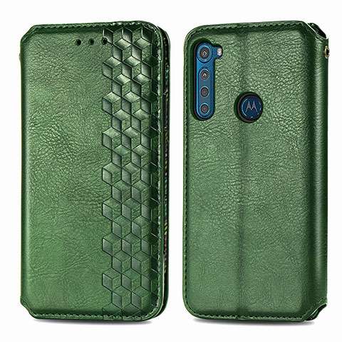 Handytasche Stand Schutzhülle Flip Leder Hülle S01D für Motorola Moto One Fusion Plus Grün