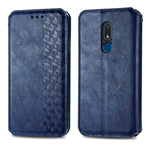 Handytasche Stand Schutzhülle Flip Leder Hülle S01D für Nokia C3 Blau