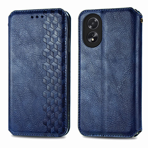 Handytasche Stand Schutzhülle Flip Leder Hülle S01D für Oppo A18 Blau