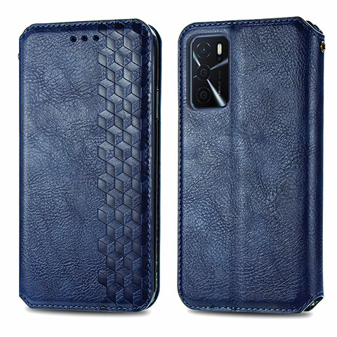 Handytasche Stand Schutzhülle Flip Leder Hülle S01D für Oppo A54s Blau