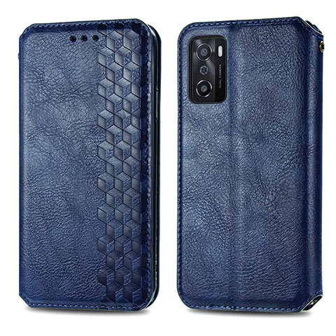 Handytasche Stand Schutzhülle Flip Leder Hülle S01D für Oppo A55S 5G Blau