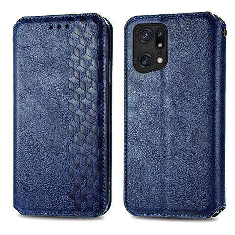 Handytasche Stand Schutzhülle Flip Leder Hülle S01D für Oppo Find X5 5G Blau