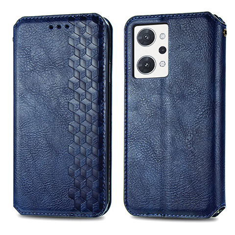 Handytasche Stand Schutzhülle Flip Leder Hülle S01D für Oppo Reno7 A Blau