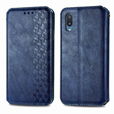 Handytasche Stand Schutzhülle Flip Leder Hülle S01D für Samsung Galaxy A02 Blau