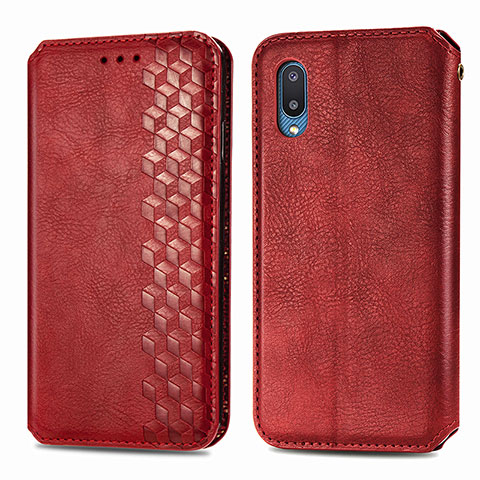 Handytasche Stand Schutzhülle Flip Leder Hülle S01D für Samsung Galaxy A02 Rot