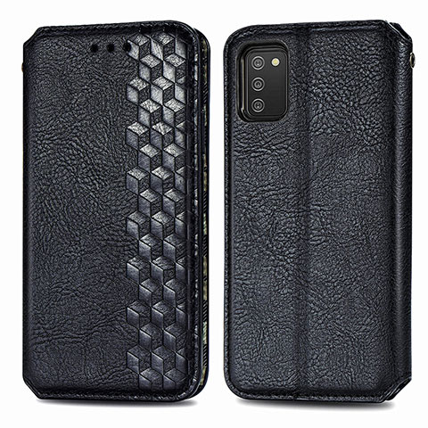 Handytasche Stand Schutzhülle Flip Leder Hülle S01D für Samsung Galaxy A02s Schwarz