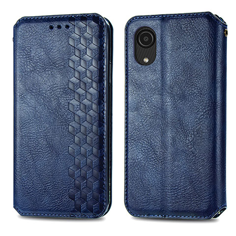 Handytasche Stand Schutzhülle Flip Leder Hülle S01D für Samsung Galaxy A03 Core Blau