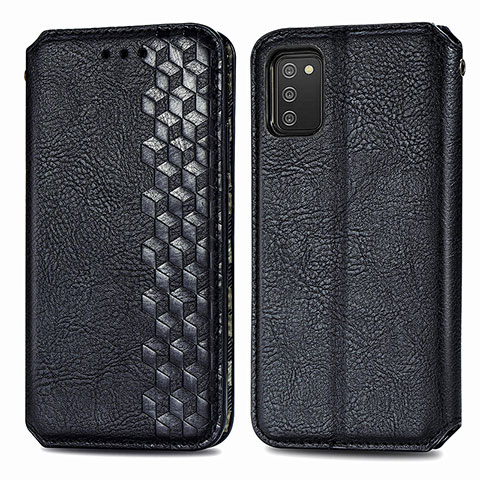 Handytasche Stand Schutzhülle Flip Leder Hülle S01D für Samsung Galaxy A03s Schwarz