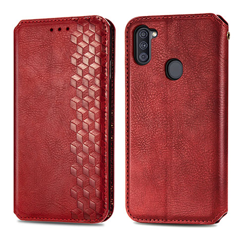 Handytasche Stand Schutzhülle Flip Leder Hülle S01D für Samsung Galaxy A11 Rot