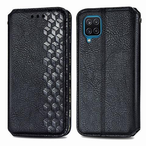 Handytasche Stand Schutzhülle Flip Leder Hülle S01D für Samsung Galaxy A12 Nacho Schwarz