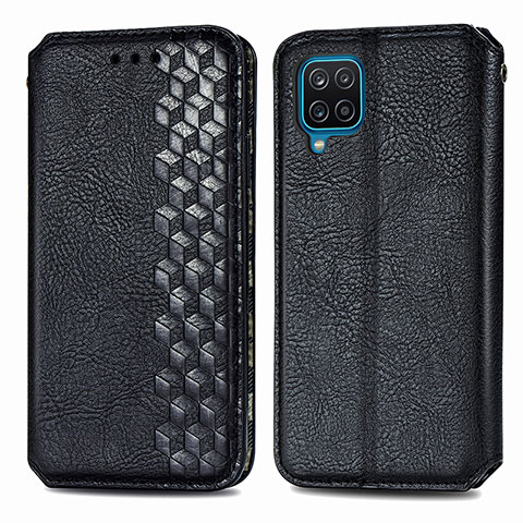 Handytasche Stand Schutzhülle Flip Leder Hülle S01D für Samsung Galaxy A12 Schwarz