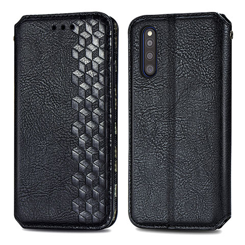 Handytasche Stand Schutzhülle Flip Leder Hülle S01D für Samsung Galaxy A41 SC-41A Schwarz