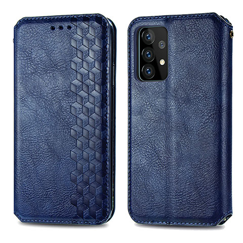 Handytasche Stand Schutzhülle Flip Leder Hülle S01D für Samsung Galaxy A52 4G Blau