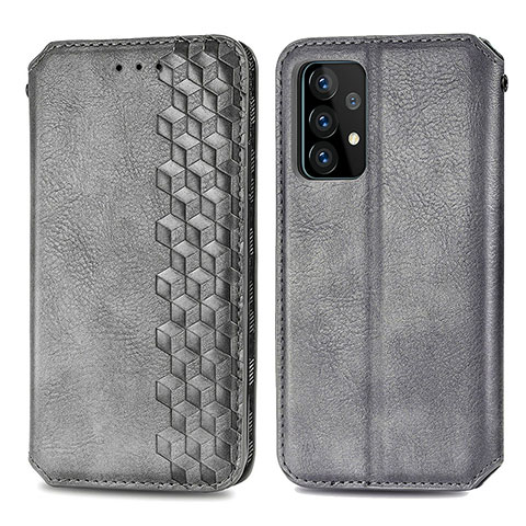 Handytasche Stand Schutzhülle Flip Leder Hülle S01D für Samsung Galaxy A52 4G Grau