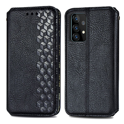 Handytasche Stand Schutzhülle Flip Leder Hülle S01D für Samsung Galaxy A52 5G Schwarz