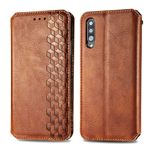 Handytasche Stand Schutzhülle Flip Leder Hülle S01D für Samsung Galaxy A70 Braun