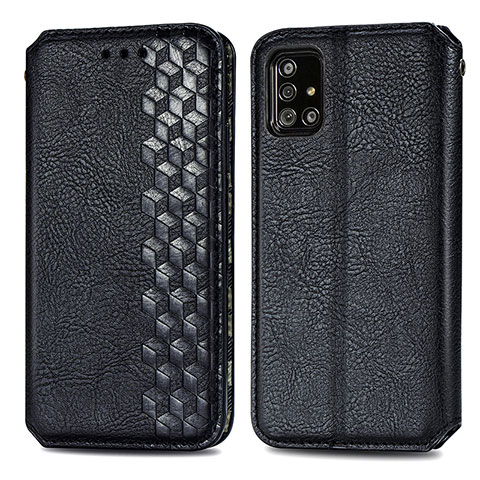 Handytasche Stand Schutzhülle Flip Leder Hülle S01D für Samsung Galaxy A71 5G Schwarz