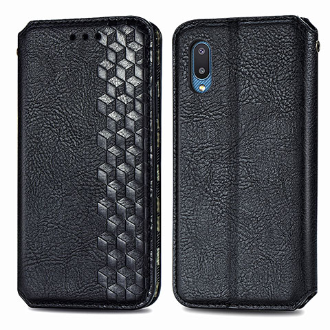 Handytasche Stand Schutzhülle Flip Leder Hülle S01D für Samsung Galaxy M02 Schwarz