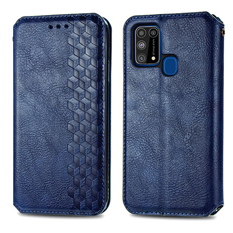 Handytasche Stand Schutzhülle Flip Leder Hülle S01D für Samsung Galaxy M21s Blau