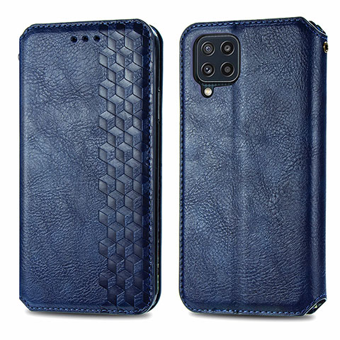 Handytasche Stand Schutzhülle Flip Leder Hülle S01D für Samsung Galaxy M32 4G Blau