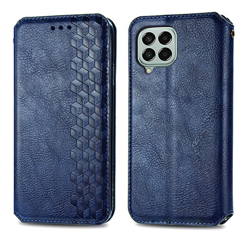 Handytasche Stand Schutzhülle Flip Leder Hülle S01D für Samsung Galaxy M33 5G Blau