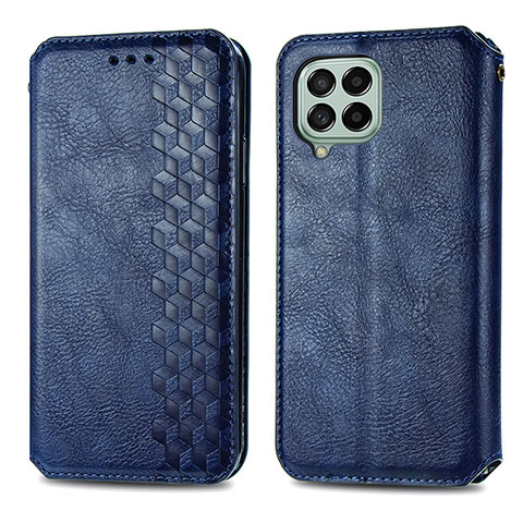 Handytasche Stand Schutzhülle Flip Leder Hülle S01D für Samsung Galaxy M53 5G Blau