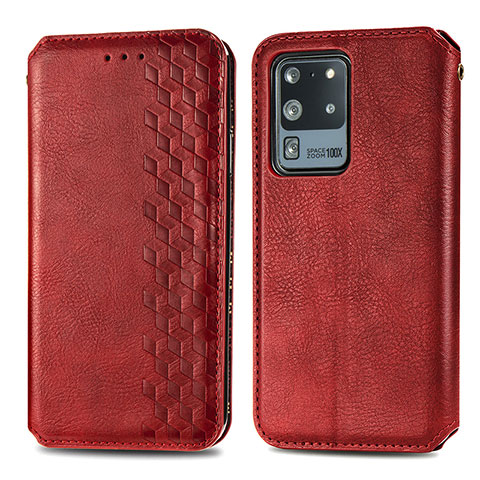 Handytasche Stand Schutzhülle Flip Leder Hülle S01D für Samsung Galaxy S20 Ultra 5G Rot