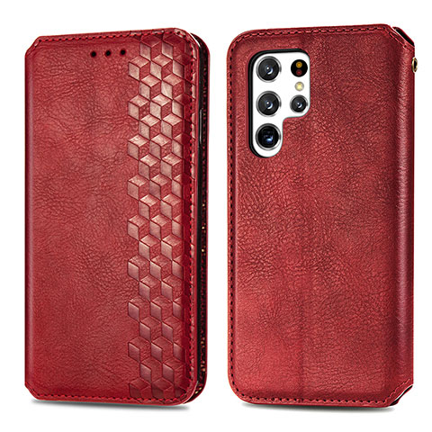 Handytasche Stand Schutzhülle Flip Leder Hülle S01D für Samsung Galaxy S21 Ultra 5G Rot