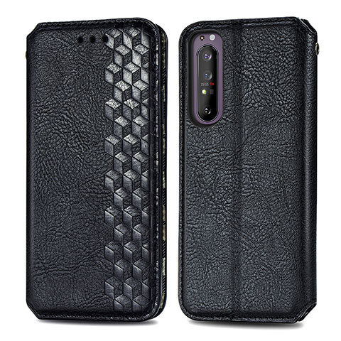 Handytasche Stand Schutzhülle Flip Leder Hülle S01D für Sony Xperia 1 II Schwarz