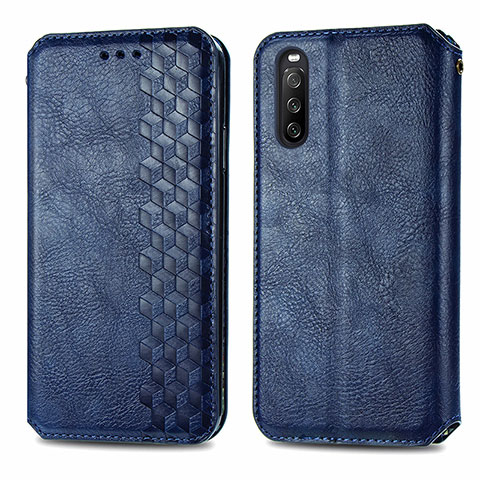 Handytasche Stand Schutzhülle Flip Leder Hülle S01D für Sony Xperia 10 III Blau