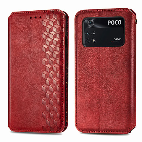 Handytasche Stand Schutzhülle Flip Leder Hülle S01D für Xiaomi Poco M4 Pro 4G Rot