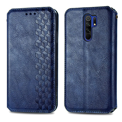 Handytasche Stand Schutzhülle Flip Leder Hülle S01D für Xiaomi Redmi 9 Prime India Blau