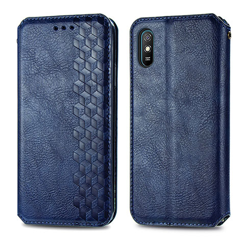 Handytasche Stand Schutzhülle Flip Leder Hülle S01D für Xiaomi Redmi 9A Blau