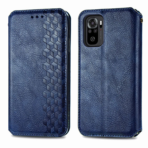 Handytasche Stand Schutzhülle Flip Leder Hülle S01D für Xiaomi Redmi Note 10 4G Blau