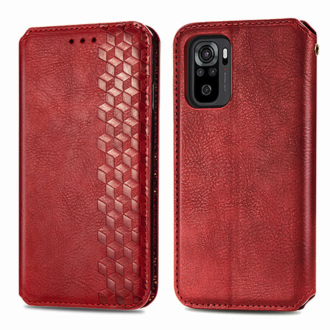 Handytasche Stand Schutzhülle Flip Leder Hülle S01D für Xiaomi Redmi Note 10 4G Rot