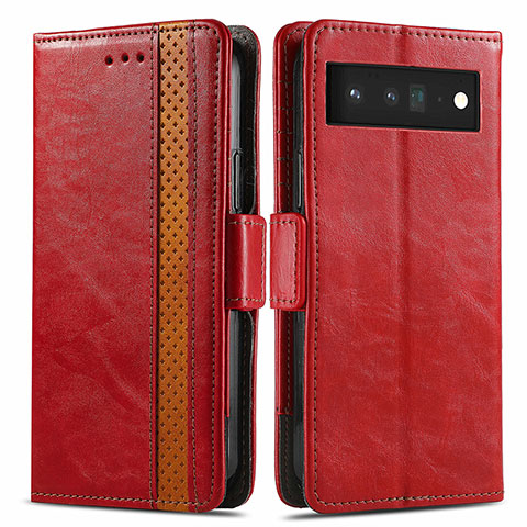 Handytasche Stand Schutzhülle Flip Leder Hülle S02D für Google Pixel 6 Pro 5G Rot