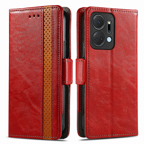 Handytasche Stand Schutzhülle Flip Leder Hülle S02D für Huawei Honor X7a Rot