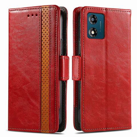 Handytasche Stand Schutzhülle Flip Leder Hülle S02D für Motorola Moto E13 Rot