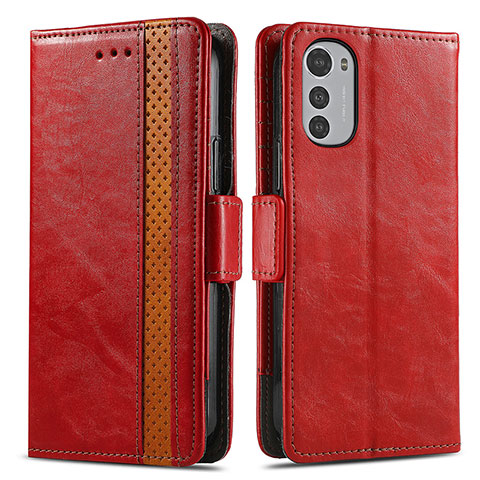 Handytasche Stand Schutzhülle Flip Leder Hülle S02D für Motorola Moto E32s Rot