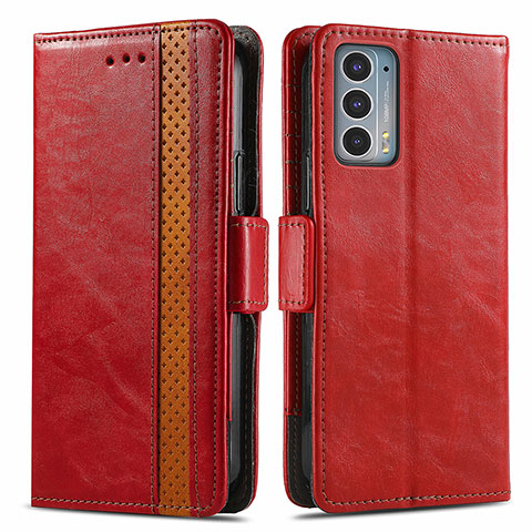 Handytasche Stand Schutzhülle Flip Leder Hülle S02D für Motorola Moto Edge 20 5G Rot