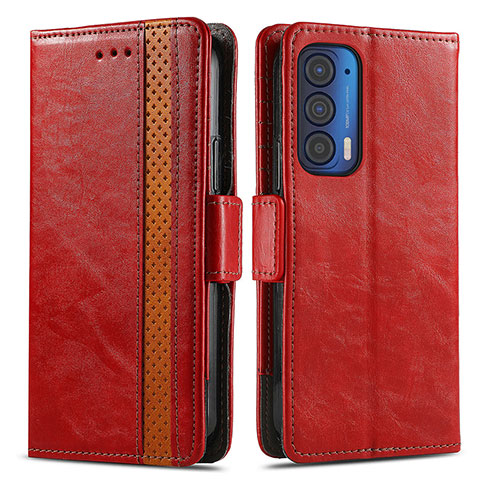 Handytasche Stand Schutzhülle Flip Leder Hülle S02D für Motorola Moto Edge (2021) 5G Rot