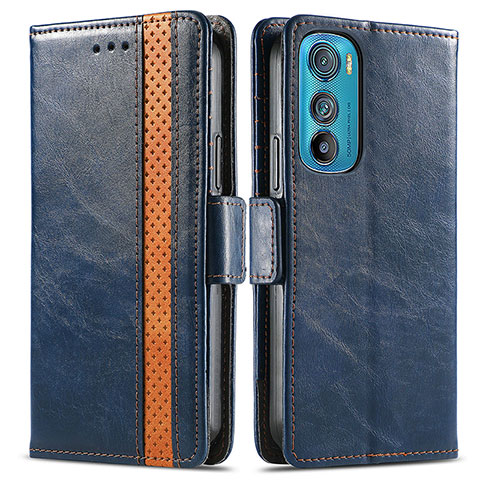 Handytasche Stand Schutzhülle Flip Leder Hülle S02D für Motorola Moto Edge 30 5G Blau